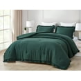 thumbnail image 1 of Chezmoi Collection Nora 2-Piece Emerald Green Ruffled Edge Trim Microfiber Comforter Set, Twin Size, 1 of 7