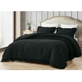 thumbnail image 1 of Chezmoi Collection Nora 3-Piece Black Ruffled Edge Trim Microfiber Comforter Set, Oversized Queen Size, 1 of 8