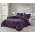 thumbnail image 1 of Chezmoi Collection Nora 3-Piece Dark Purple Ruffled Edge Trim Microfiber Comforter Set, Queen Size, 1 of 8