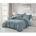 thumbnail image 1 of Chezmoi Collection Nora 3-Piece Dusty Blue Ruffled Edge Trim Microfiber Comforter Set, Oversized King Size, 1 of 8