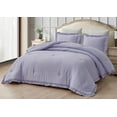 thumbnail image 1 of Chezmoi Collection Nora 3-Piece Lavender Ruffled Edge Trim Microfiber Comforter Set, Queen Size, 1 of 8