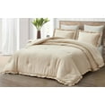 thumbnail image 1 of Chezmoi Collection Nora 3-Piece Light Sand Ruffled Edge Trim Microfiber Comforter Set, King Size, 1 of 8