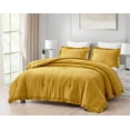 thumbnail image 1 of Chezmoi Collection Nora 3-Piece Mustard Ruffled Edge Trim Microfiber Comforter Set, Full Size, 1 of 9