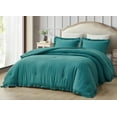 thumbnail image 1 of Chezmoi Collection Nora 3-Piece Teal Ruffled Edge Trim Microfiber Comforter Set, Oversized King Size, 1 of 8