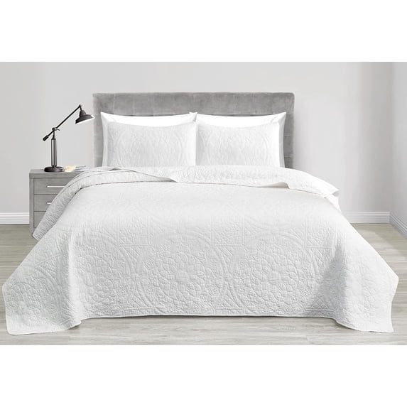 Chezmoi Collection Octavia 3-Piece Floral Medallion Reversible Cotton Quilt Set