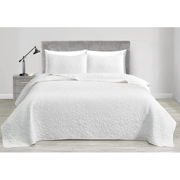 Chezmoi Collection Octavia 3-Piece Floral Medallion Reversible Cotton Quilt Set