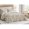 thumbnail image 1 of Chezmoi Collection Oversized Bedspread 100x106, Jacquard Matelasse Floral Damask Design, 5-Piece Lightweight Reversible Microfiber Bedding Coverlet Set for All Season, Queen, Taupe/White, 1 of 9