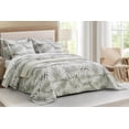 thumbnail image 1 of Chezmoi Collection Oversized Bedspread 100x106, Jacquard Matelasse Leaf Damask Design, 5-Piece Lightweight Reversible Microfiber Bedding Coverlet Set for All Season, Queen, Platinum Gray/White, 1 of 9