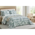 thumbnail image 1 of Chezmoi Collection Oversized Bedspread 118x106, Jacquard Matelasse Leaf Damask Design, 5-Piece Lightweight Reversible Microfiber Bedding Coverlet Set for All Season, King, Blue Sage/White, 1 of 9
