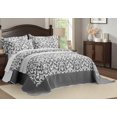 thumbnail image 1 of Chezmoi Collection Oversized Bedspread 128x120, Jacquard Matelasse Floral Damask Design, 5-Piece Lightweight Reversible Microfiber Coverlet Set Textured Dot Border, Super King, Dark Gray/White, 1 of 9