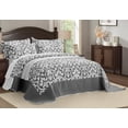 thumbnail image 1 of Chezmoi Collection Oversized Bedspread 138x122, Jacquard Matelasse Floral Damask Design, 5-Piece Lightweight Reversible Microfiber Coverlet Set Textured Dot Border, Alaskan King, Dark Gray/White, 1 of 9