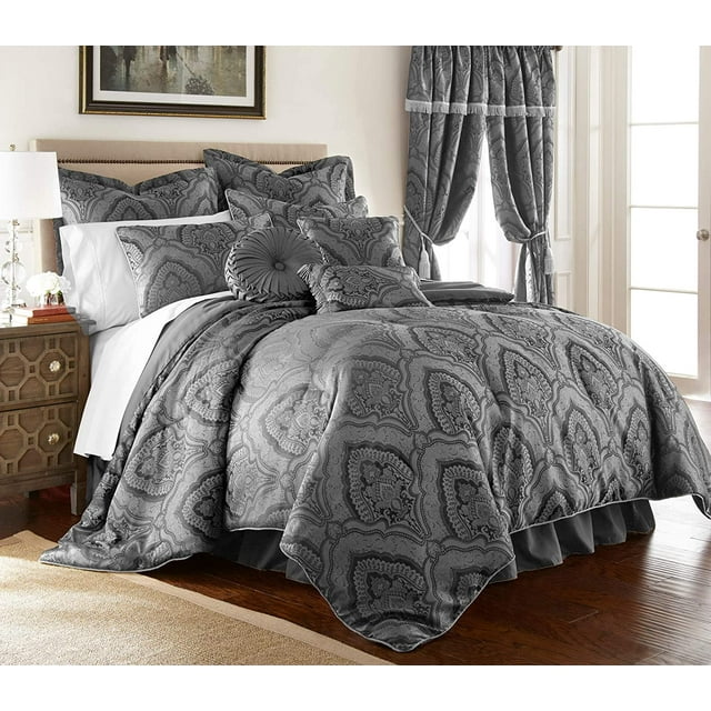 Chezmoi Collection Paisley 9 Piece Comforter Sets, California King with Shams, Bed Skirt, Pumpkin Cushion