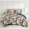 thumbnail image 1 of Chezmoi Collection Paradise 3-Piece Floral Quilt Set King, Multicolor Blue Red Orange Cream Printed Microfiber Lightweight Bedspread Set for All season, 1 of 9