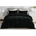 thumbnail image 1 of Chezmoi Collection Piers 3-Piece Black Distressed Velvet Duvet Cover Set Queen Size with Button Closure and 8 Corner Ties, Soft Washed Microfiber Reverse Comforter Cover, 1 of 9