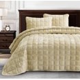 thumbnail image 1 of Chezmoi Collection Piers Beige Velvet Quilt King Set, 3-Piece Lush Plush Distressed Velvet Bedding All Season Lightweight Bedspread, Brushed Microfiber Reverse with Double Square Stitch, 1 of 9
