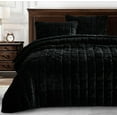thumbnail image 1 of Chezmoi Collection Piers Black Velvet Quilt Queen Set, 3-Piece Lush Plush Distressed Velvet Bedding All Season Lightweight Bedspread, Brushed Microfiber Reverse with Double Square Stitch, 1 of 9