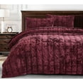 thumbnail image 1 of Chezmoi Collection Piers Burgundy Velvet Quilt Queen Set, 3-Piece Lush Plush Distressed Velvet Bedding All Season Lightweight Bedspread, Brushed Microfiber Reverse with Double Square Stitch, 1 of 9