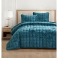 thumbnail image 1 of Chezmoi Collection Piers Teal Velvet Quilt Oversized King Set, 3-Piece Lush Plush Distressed Velvet Bedding All Season Lightweight Bedspread, Brushed Microfiber Reverse with Double Square Stitch, 1 of 9