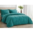 thumbnail image 1 of Chezmoi Collection Piper Oversized King Bed in a Bag 7-Pieces Honeycomb Geometric Hexagon Quilted Stone Washed Microfiber Comforter with Sheets Lightweight All Season Bedding, Oversized King, Teal, 1 of 9