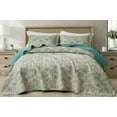 thumbnail image 1 of Chezmoi Collection Presley 3-Piece Printed Paisley Floral Cotton Quilt Set King Size, Elegant Teal Ivory Brown Paisley Floral, Stone Washed Cotton Breathable Lightweight Bedspread Set, 1 of 9