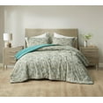 thumbnail image 1 of Chezmoi Collection Presley 3-Piece Washed Cotton Comforter Set Full Size, Elegant Teal Ivory Brown Paisley Floral Printed Bedding Set Reversible Lightweight Comforter for All Season, 1 of 9