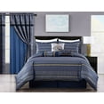 thumbnail image 1 of Chezmoi Collection Rio 7-Piece California King Jacquard Comforter Set, Blue Gold Floral Geometric Damask Woven Bedding Set, 1 of 8