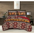 thumbnail image 1 of Chezmoi Collection Rodeo 3-Piece Southwestern Sunset Cowboys Quilt Set Full, Multicolor Red Orange Black White Printed Microfiber Lightweight Bedspread Set for All season, 1 of 9