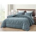 thumbnail image 1 of Chezmoi Collection Rory Dusty Blue Comforter Set Twin Size 2-Piece Fluffy Soft Lightweight Bedding Triangle Quilted Stone-Washed Microfiber Comforter Set for All Season, 1 of 9