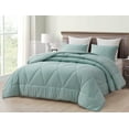thumbnail image 1 of Chezmoi Collection Rory Aqua Comforter Set Queen Size 3-Piece Fluffy Soft Lightweight Bedding Triangle Quilted Stone-Washed Microfiber Comforter Set for All Season, 1 of 9