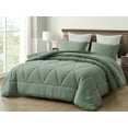 thumbnail image 1 of Chezmoi Collection Rory Sage Green Comforter Set Queen Size 3-Piece Fluffy Soft Lightweight Bedding Triangle Quilted Stone-Washed Microfiber Comforter Set for All Season, 1 of 9