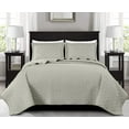 thumbnail image 1 of Chezmoi Collection Roswell Geometric Striped Solid Cotton Lightweight Quilt for All Seasons, 3-Piece Quilt Set, Queen, Natural, 1 of 9