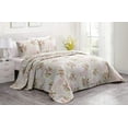 thumbnail image 1 of Chezmoi Collection Rosy 3-Piece Printed Patchwork Cotton Quilt Set Queen Size, Pink Flower Floral Striped Polka Dots, Stone Washed Breathable Lightweight Bedspread Set, 1 of 8
