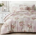 thumbnail image 1 of Chezmoi Collection Rosy 3-Piece Washed Cotton Comforter Set Queen Size, Floral Bedding Set Ivory Green Pink Flower Polka Dot Printed Patchwork Reversible Lightweight Comforter for All Season, 1 of 9