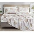 thumbnail image 1 of Chezmoi Collection Rosy 4-Piece Floral Patchwork Cotton Sheet Set California King, Ivory Green Pink Flower Polka Dot Floral Patchwork Printed 100% Cotton Bed Sheets, 1 of 9
