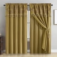 thumbnail image 1 of Chezmoi Collection Royal 4-Piece Jacquard Floral Window Curtain Set, Gold/Gold, 1 of 7