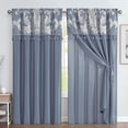 thumbnail image 1 of Chezmoi Collection Royal 4-Piece Jacquard Floral Window Curtain Set, Grayish Blue/Gray, 1 of 7
