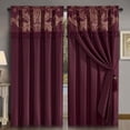 thumbnail image 1 of Chezmoi Collection Royal 4-Piece Jacquard Floral Window Curtain Set, Maroon/Gold, 1 of 7