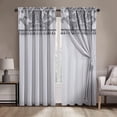 thumbnail image 1 of Chezmoi Collection Royal 4-Piece Jacquard Floral Window Curtain Set, Silver/Gray, 1 of 8