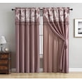 thumbnail image 1 of Chezmoi Collection Royal 4-Piece Jacquard Floral Window Curtain Set, Woodrose/Gray, 1 of 7