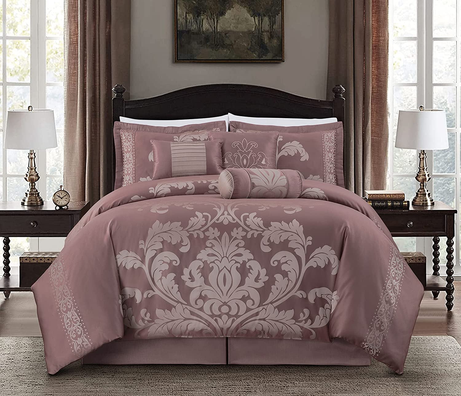 Chezmoi Collection Royal Luxury Jacquard Floral Comforter Set