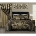 thumbnail image 1 of Chezmoi Collection Royal Luxury Jacquard Floral Comforter Set, King, Coffee/Gold, 7-Piece, 1 of 9