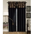 thumbnail image 1 of Chezmoi Collection Royale 4-Piece Jacquard Floral Window Curtain Set, Black/Gold, 1 of 2