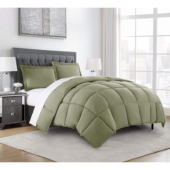 Chezmoi Collection Sage Green Down Alternative Comforter Oversized King - 3-Piece All Seasons Lightweight Comforter Set - Microfiber Comforter Duvet Insert with Corner Tabs