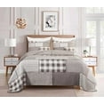 thumbnail image 1 of Chezmoi Collection Sanders 3-Piece Plaid Windowpane Checkered Patchwork 100% Vintage Washed Cotton Quilt Set, Queen Size, 1 of 8