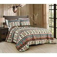 thumbnail image 1 of Chezmoi Collection Sanse 2-Piece Southwestern Geometric Motif Quilt Set, Multicolor Red Brown Blue Cream Printed Microfiber Lightweight Quilted Bedspread Set, Twin (70" x 90"), 1 of 9
