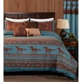 thumbnail image 1 of Chezmoi Collection Sedona 7-Piece Southwestern Wild Horses Microsuede Comforter Set, Full, Turquoise Blue, 1 of 7