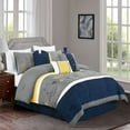 thumbnail image 1 of Chezmoi Collection Serene 7-Piece Luxury Floral Embroidery Comforter Set, King, Navy/Gray/Yellow, 1 of 8