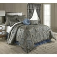 thumbnail image 1 of Chezmoi Collection Seville 9-Piece Medallion Paisley Jacquard Comforter Set, Queen, Blue/Gold, 1 of 5