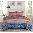thumbnail image 1 of Chezmoi Collection Shore 3-Piece Boho Stripe Queen Comforter Set, Medallion Floral Colorful Bohemian Printed Microfiber Lightweight Bedding Set, 1 of 8