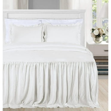 Sinclair 3-Piece Ruffle Bedspread Set - King Size French Country Farmhouse Style In Ivory